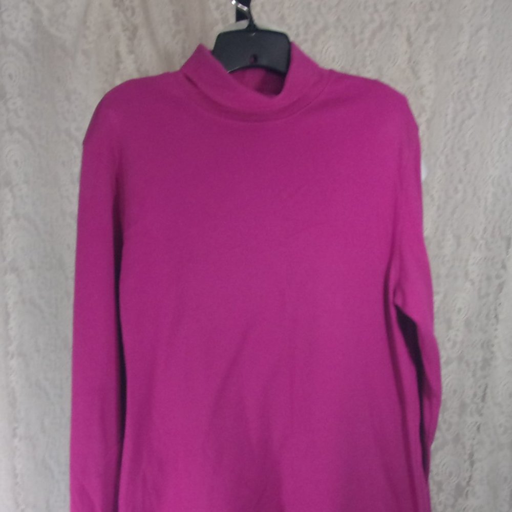 Hot Pink Knit Turtleneck Top Fuchsia Pink NWOT